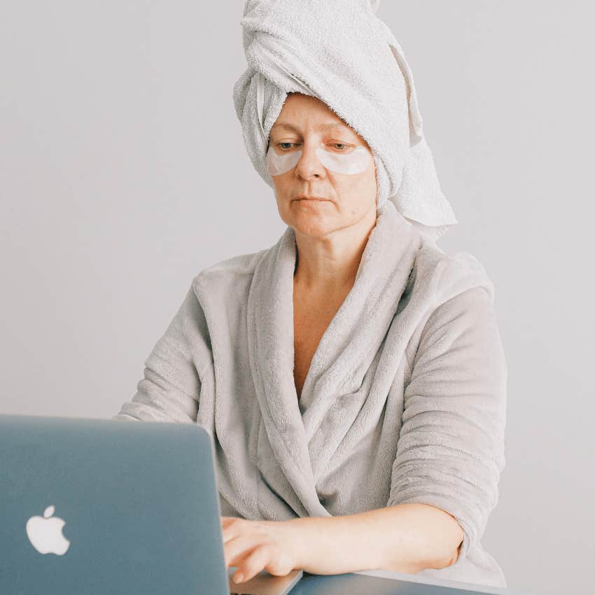 middle age woman practicing self-care