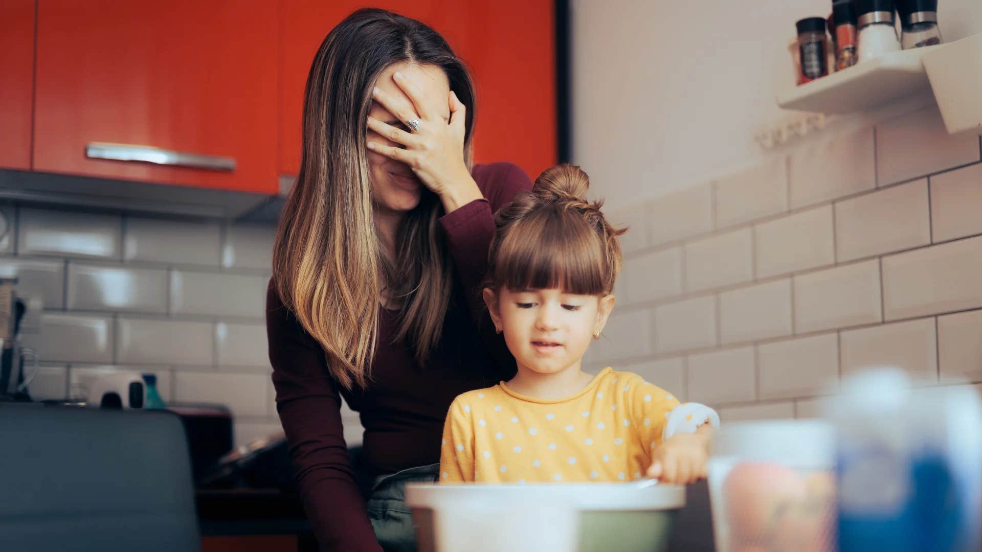 parent telling child i love you but i need a break