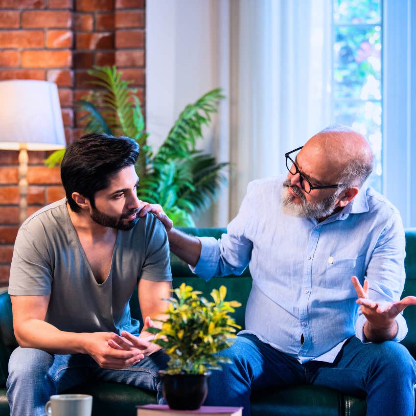 Smothering father saying "I'll fix it for you" to his adult kid.