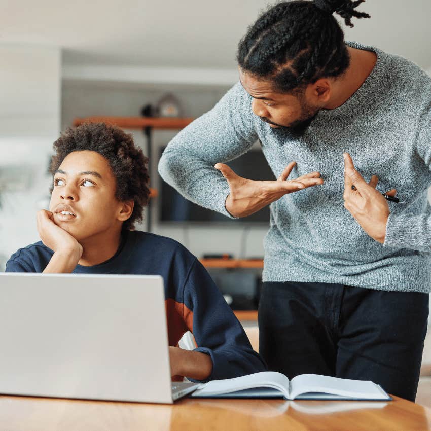 annoyed teenager being told i hate drama by man