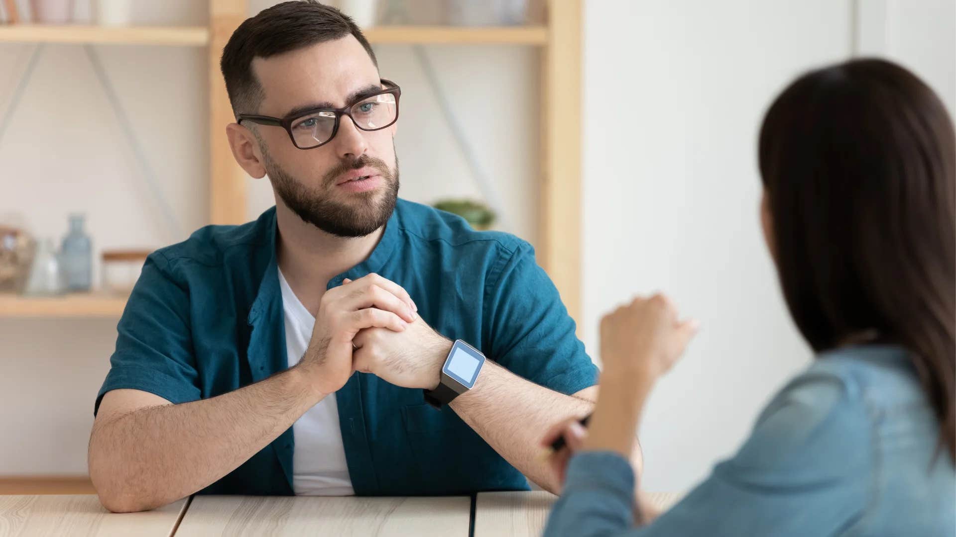 man telling woman he appreciates her sharing how she feels