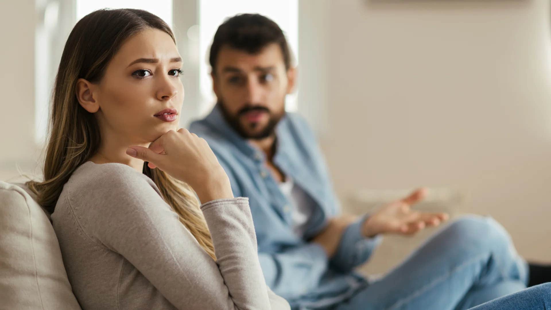 man telling woman that he will be more mindful in the future