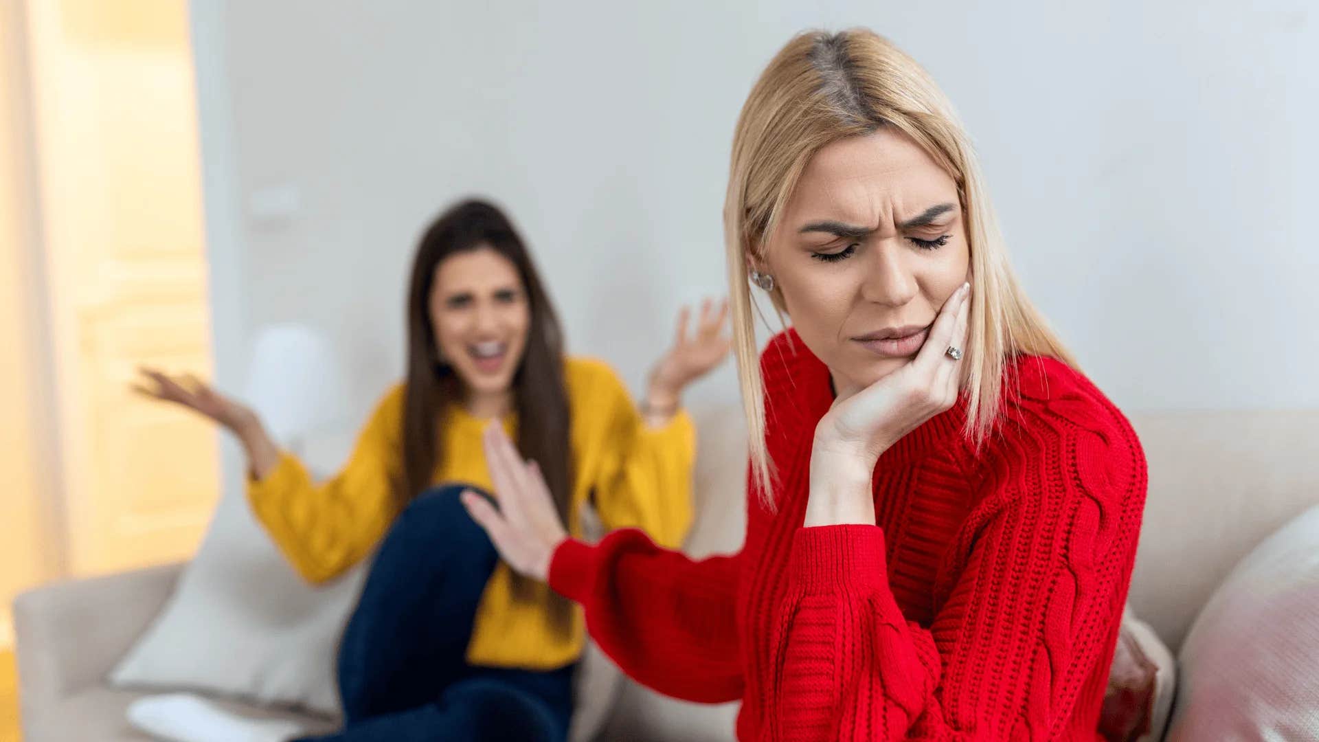 woman asking friend why don't you ever talk about your family