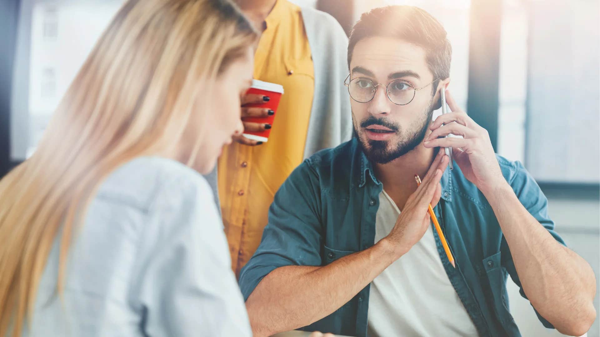 man telling woman let's table this discussion