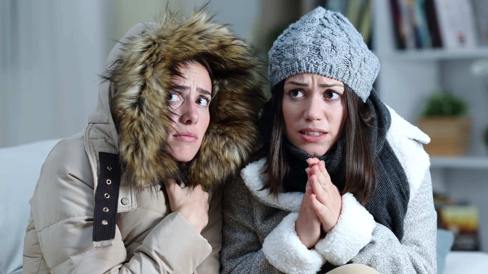 woman telling friend the snow's not that bad