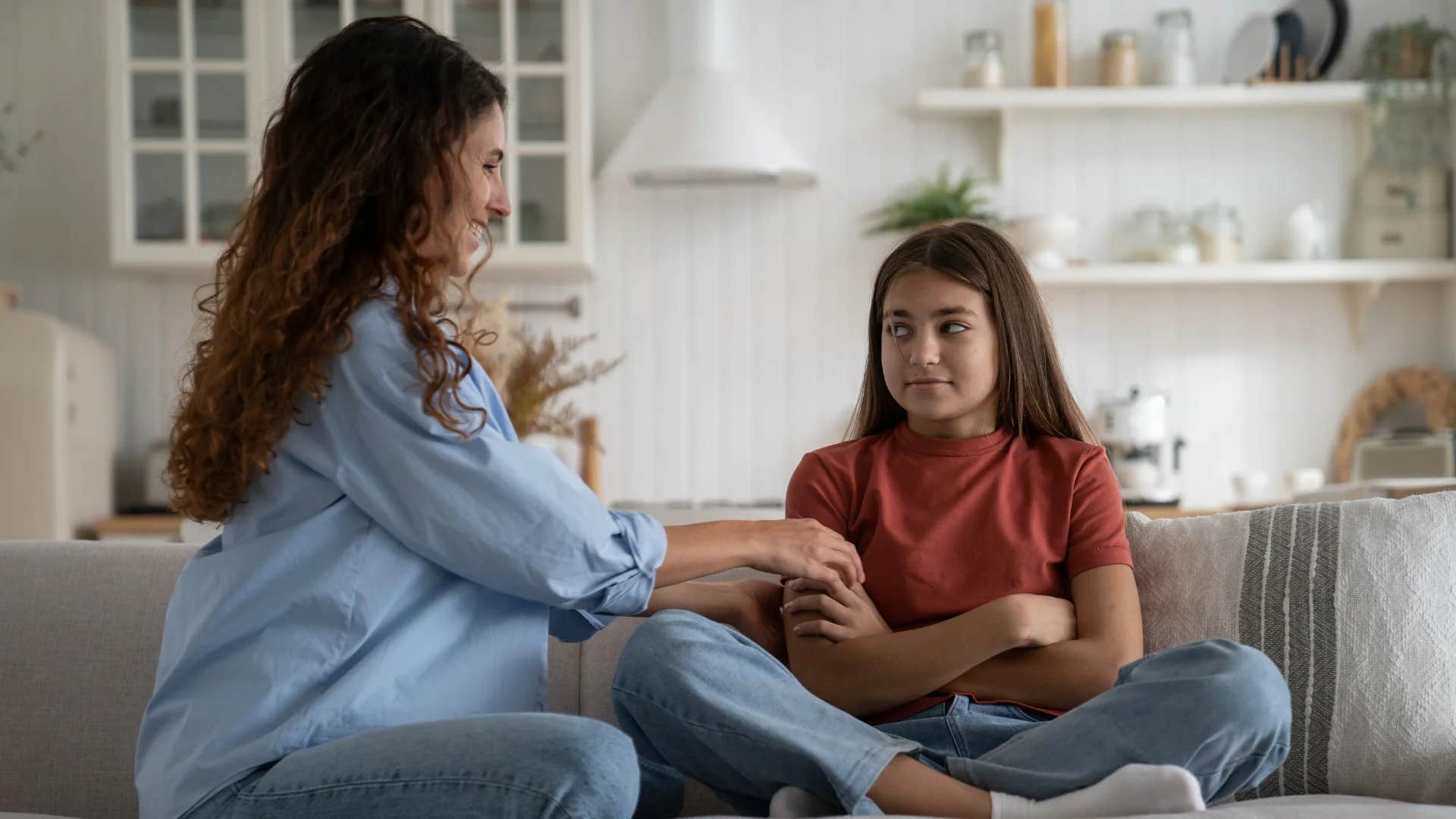 woman telling teenager wow you actually look good today
