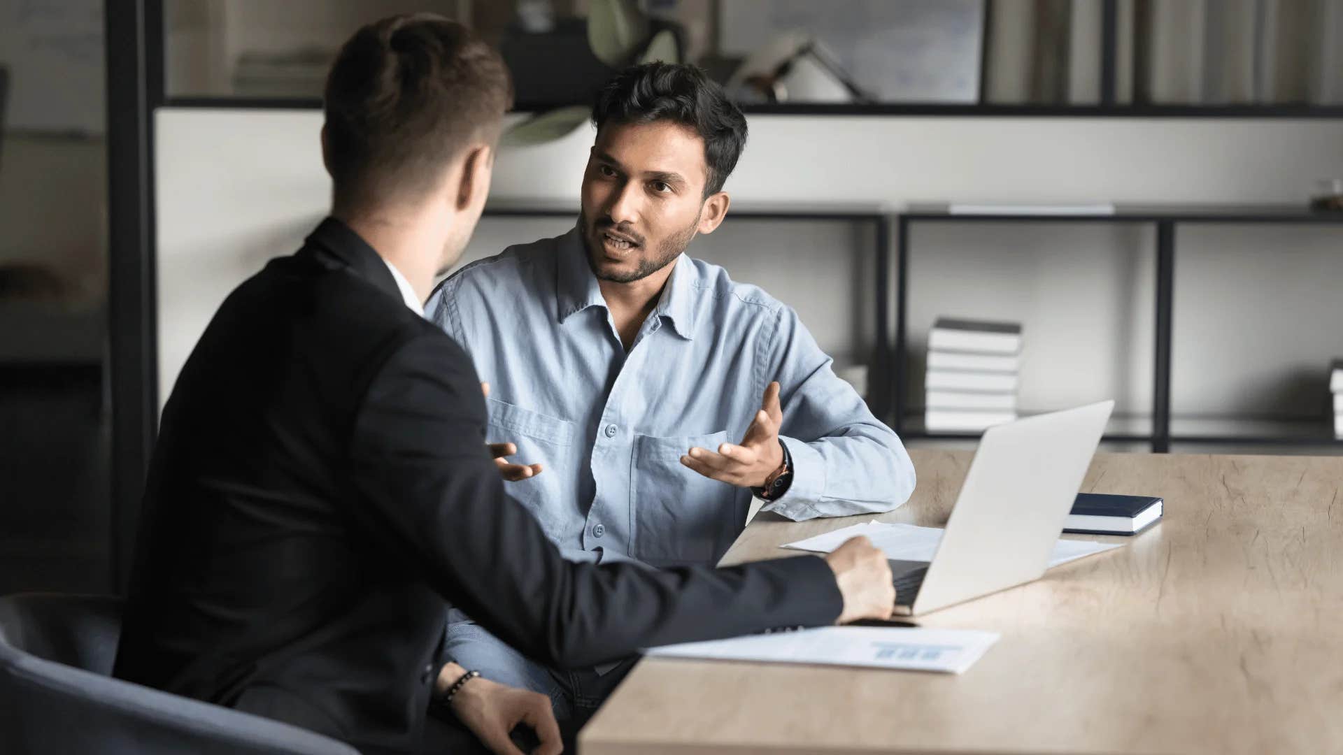 man telling colleague i'd love to understand what part of the conversation couldn't have been in writing