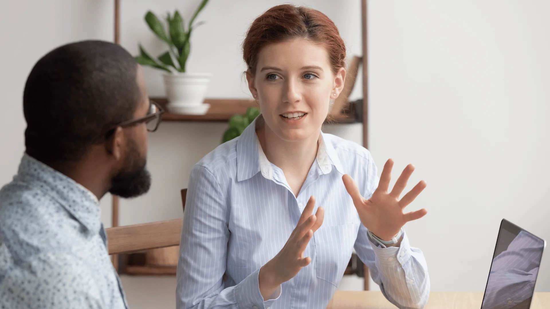 woman telling man this seems like something we could have worked through on a quick email thread