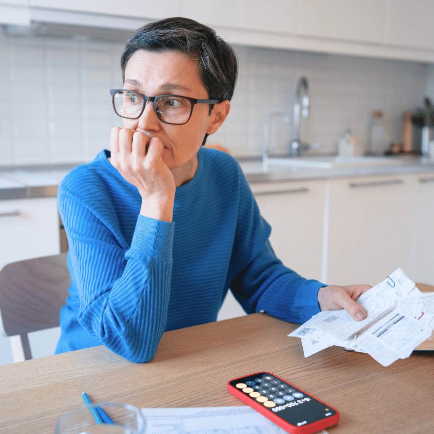 woman thinking to herself i have no idea where my money goes