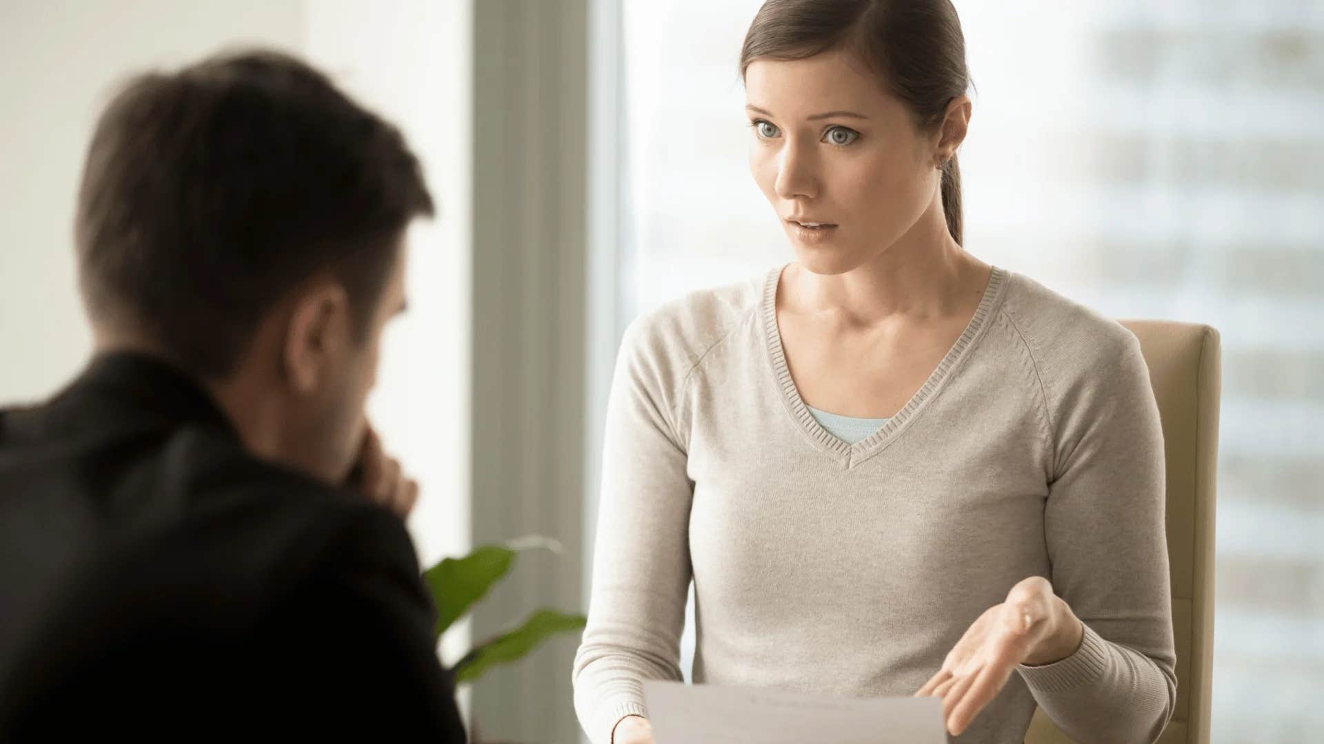 woman telling man that's not part of my job description