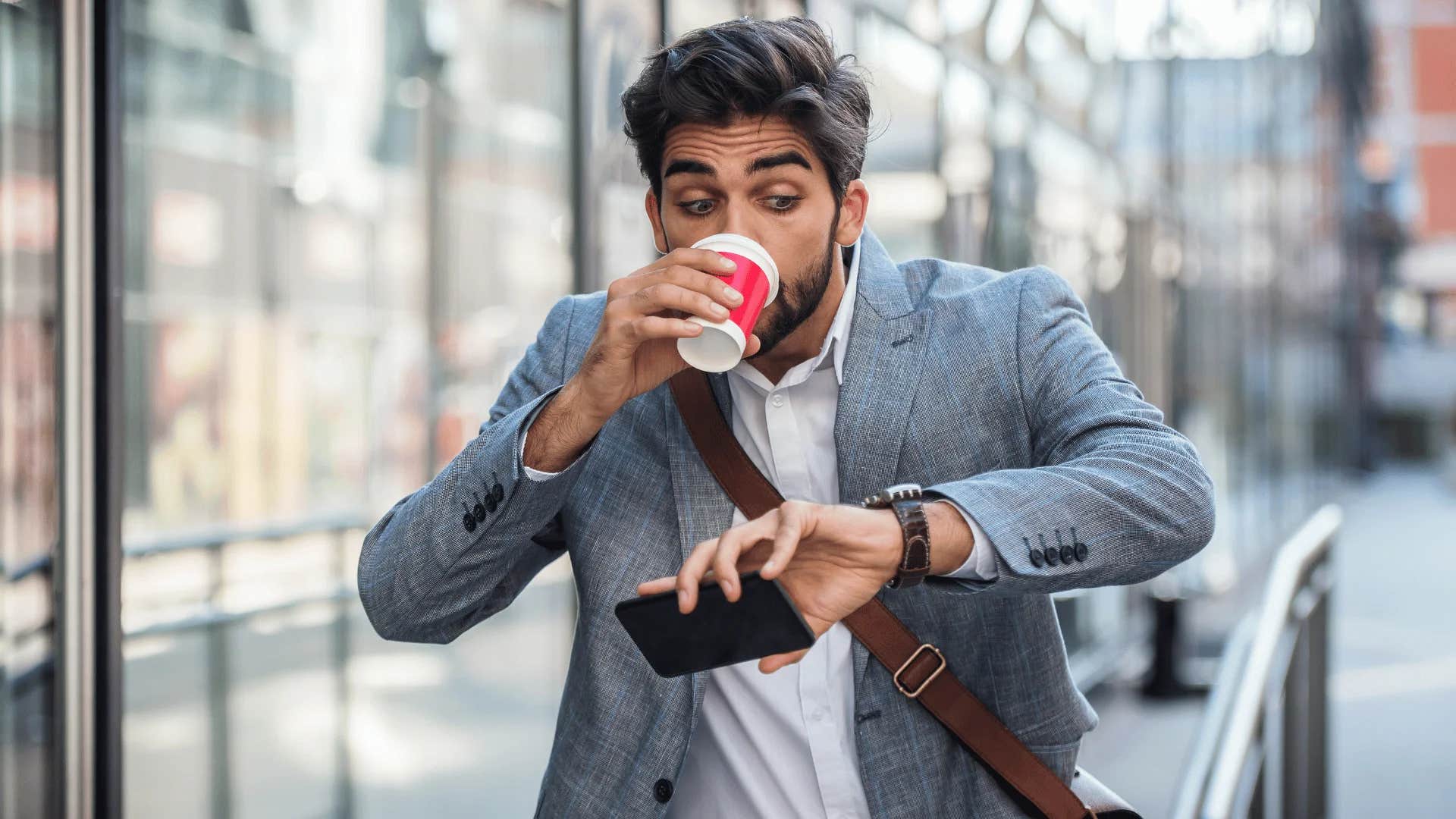 rushing man saying he doesn't have time for this
