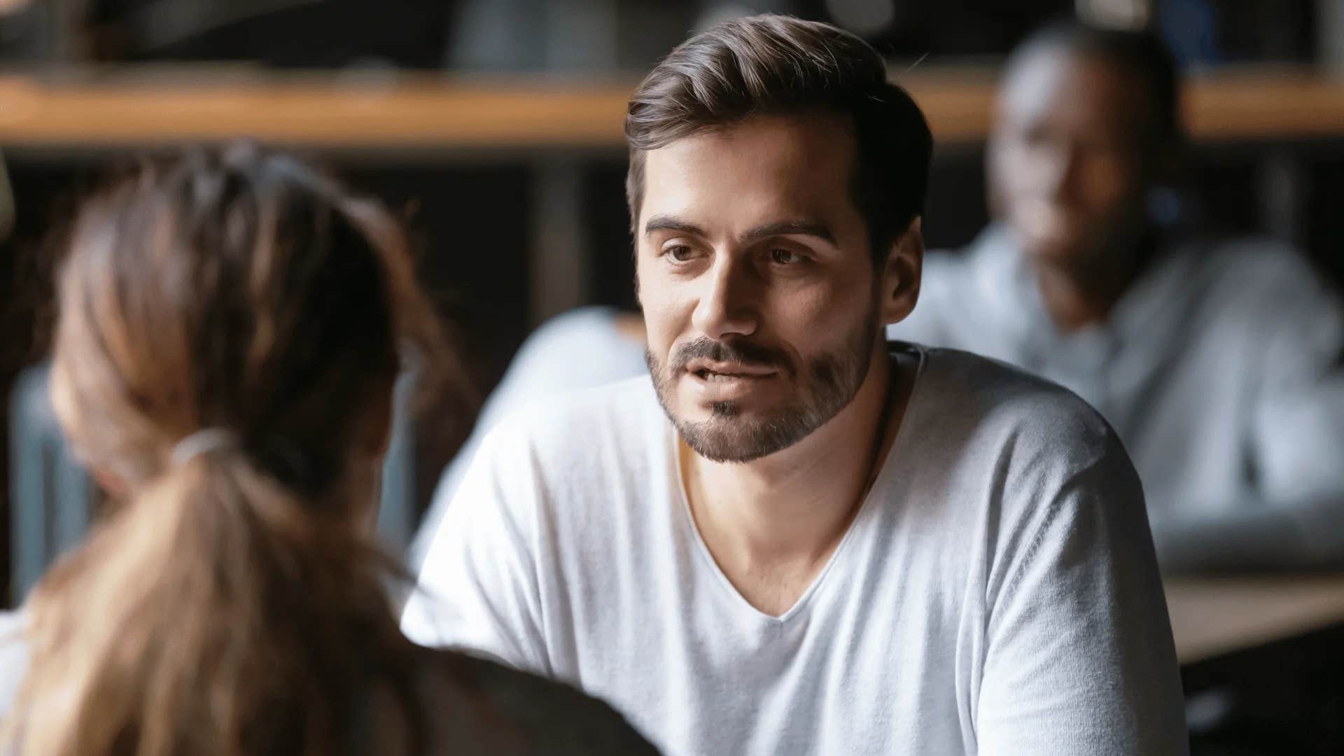 man starting conversation with no offense but