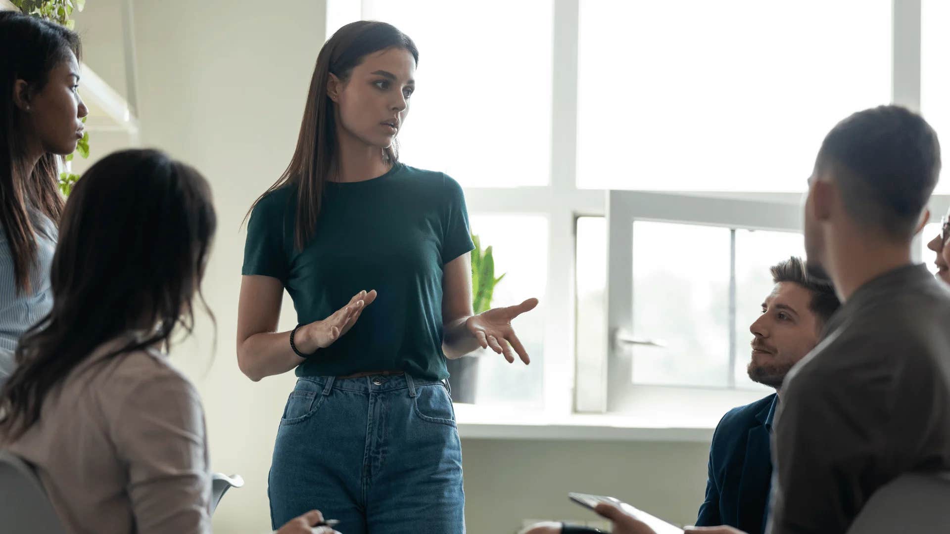 woman telling group that they should've known better
