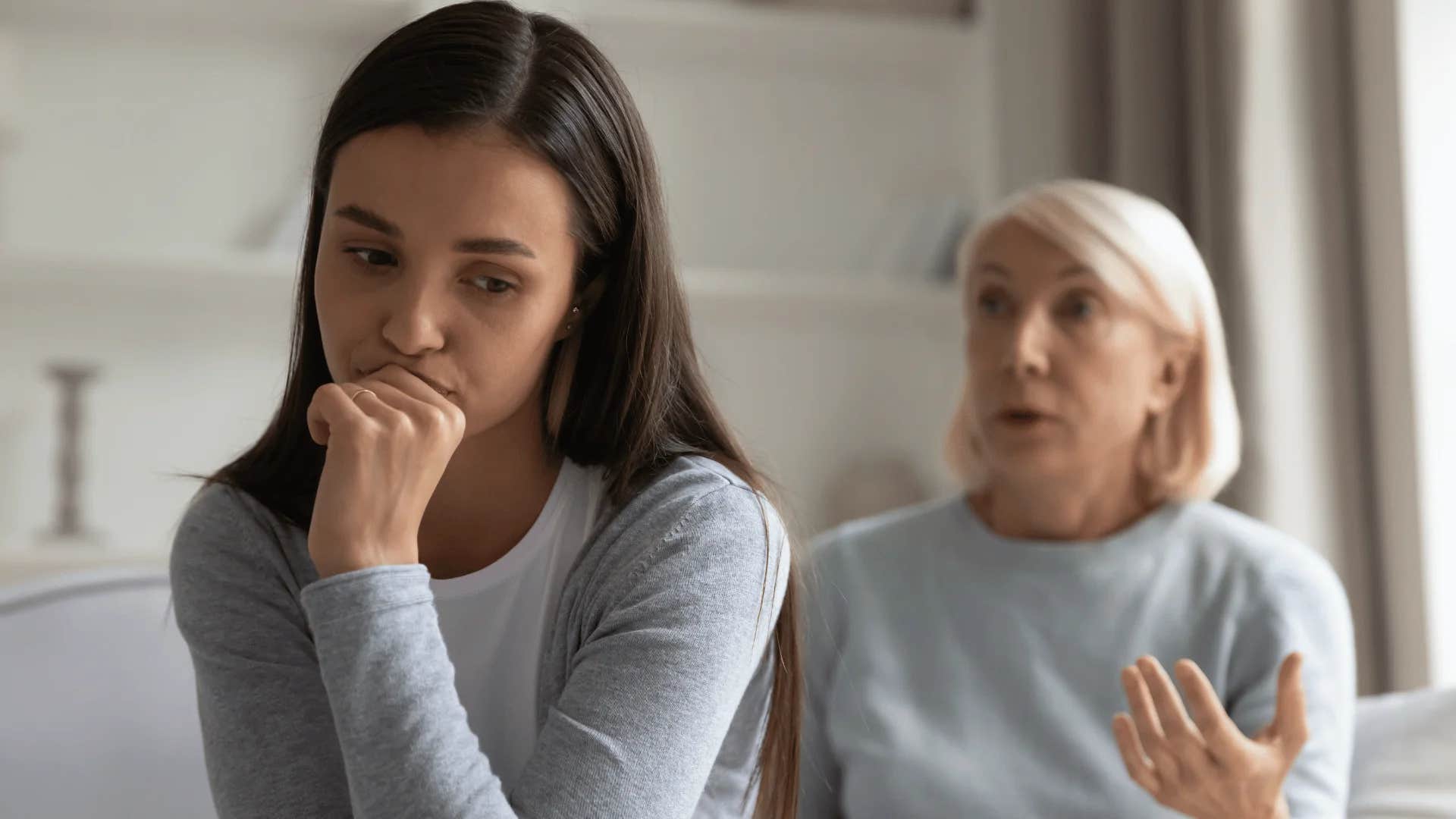 woman telling young woman you're being way too emotional