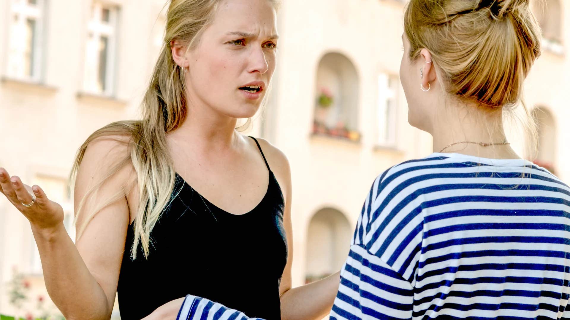woman telling friend i don't have time for this