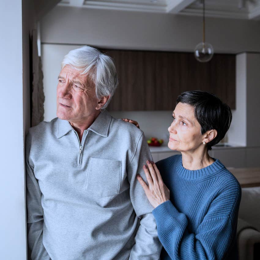 sad unhappy man saying I don't deserve it to his wife
