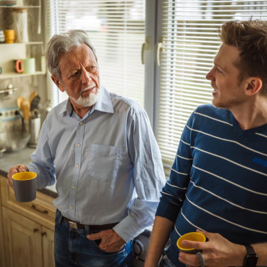 unhappy man telling his son nothing is going right for us