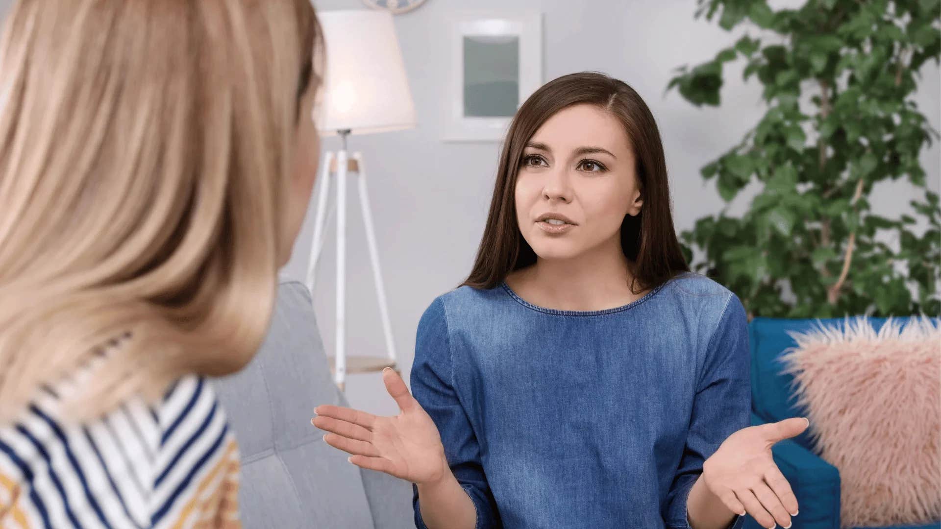 woman telling friend let me just play devil's advocate for a moment