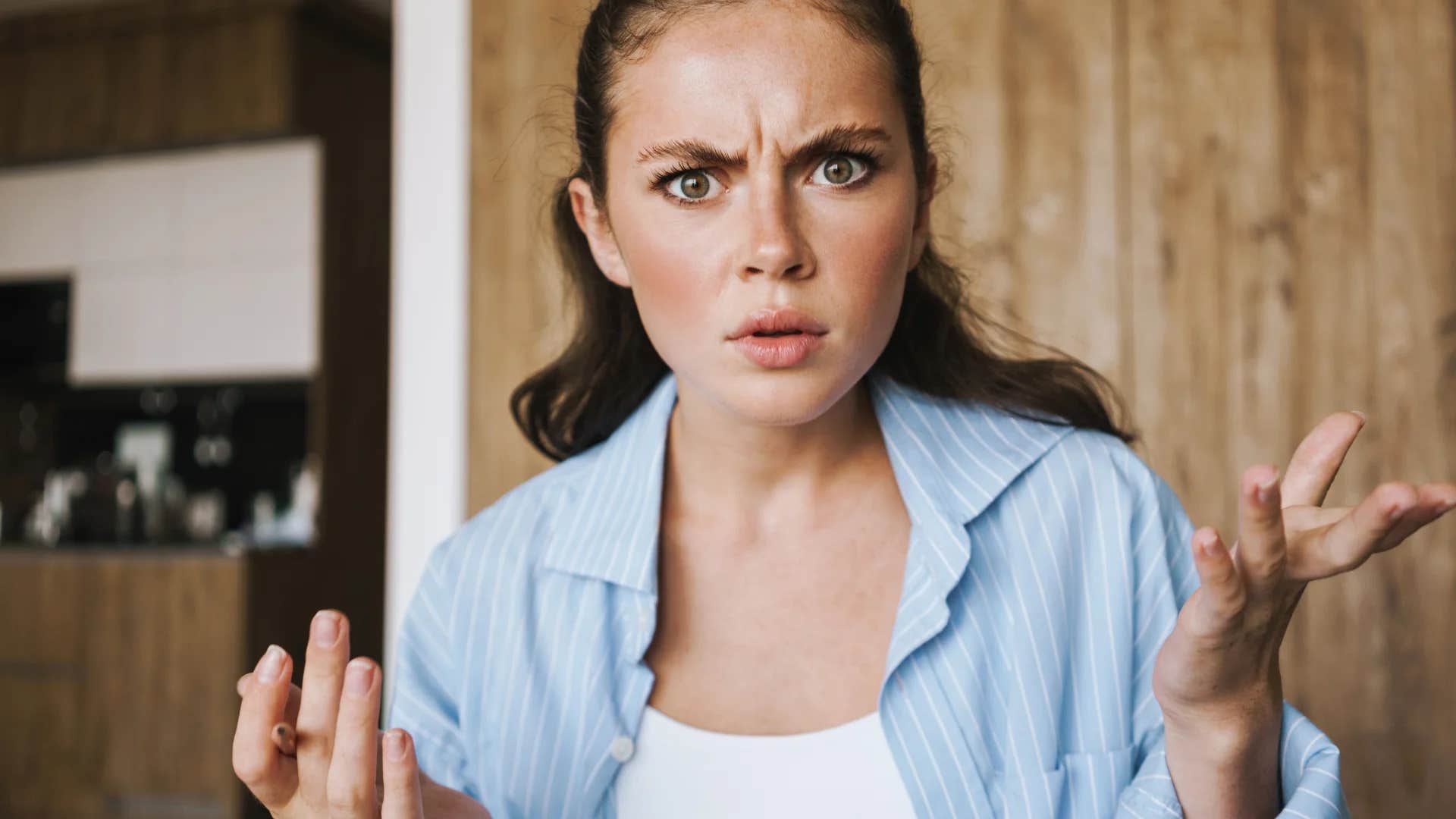 woman telling partner you're acting crazy