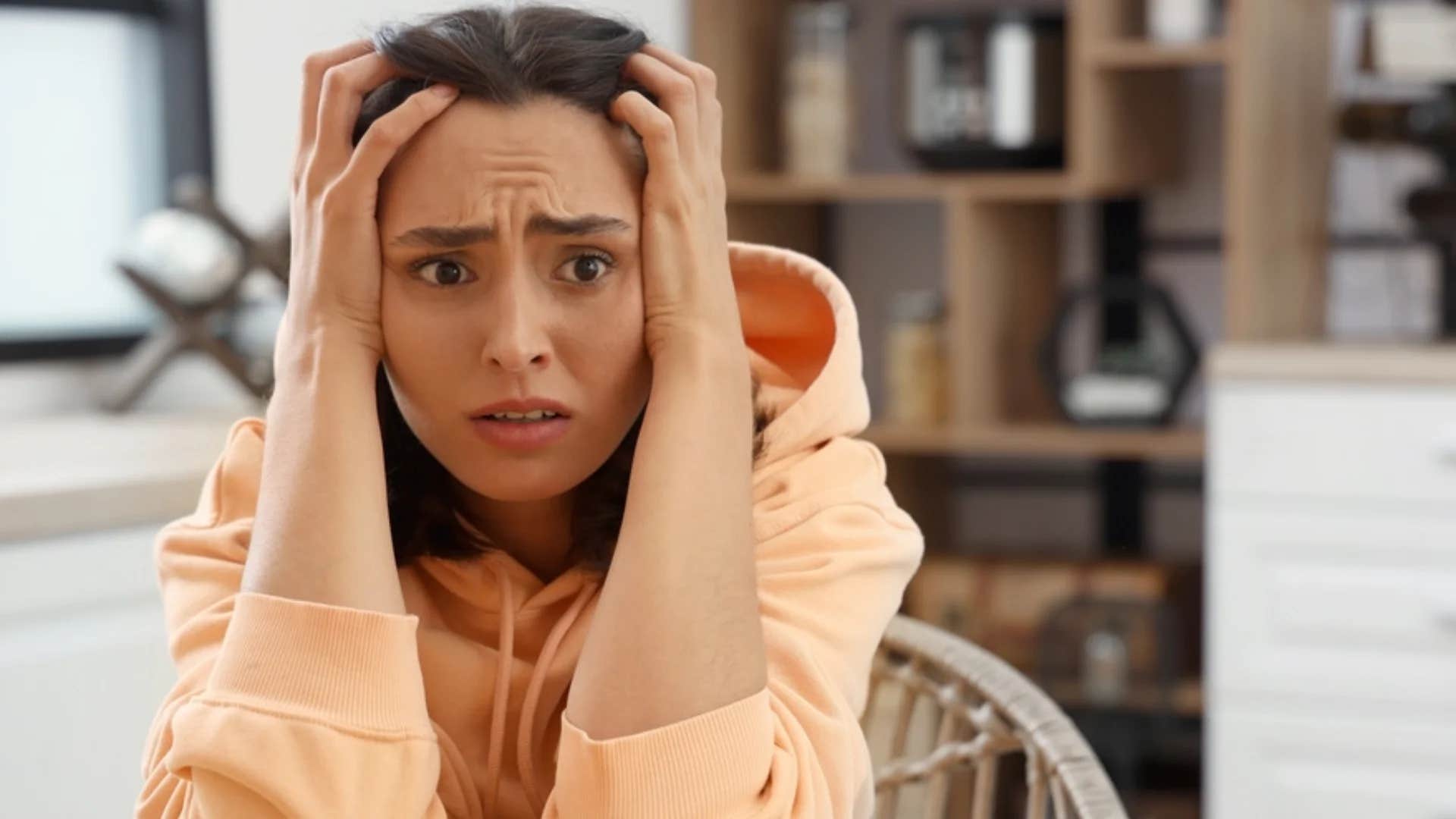 flustered woman being told i don't think you can handle this