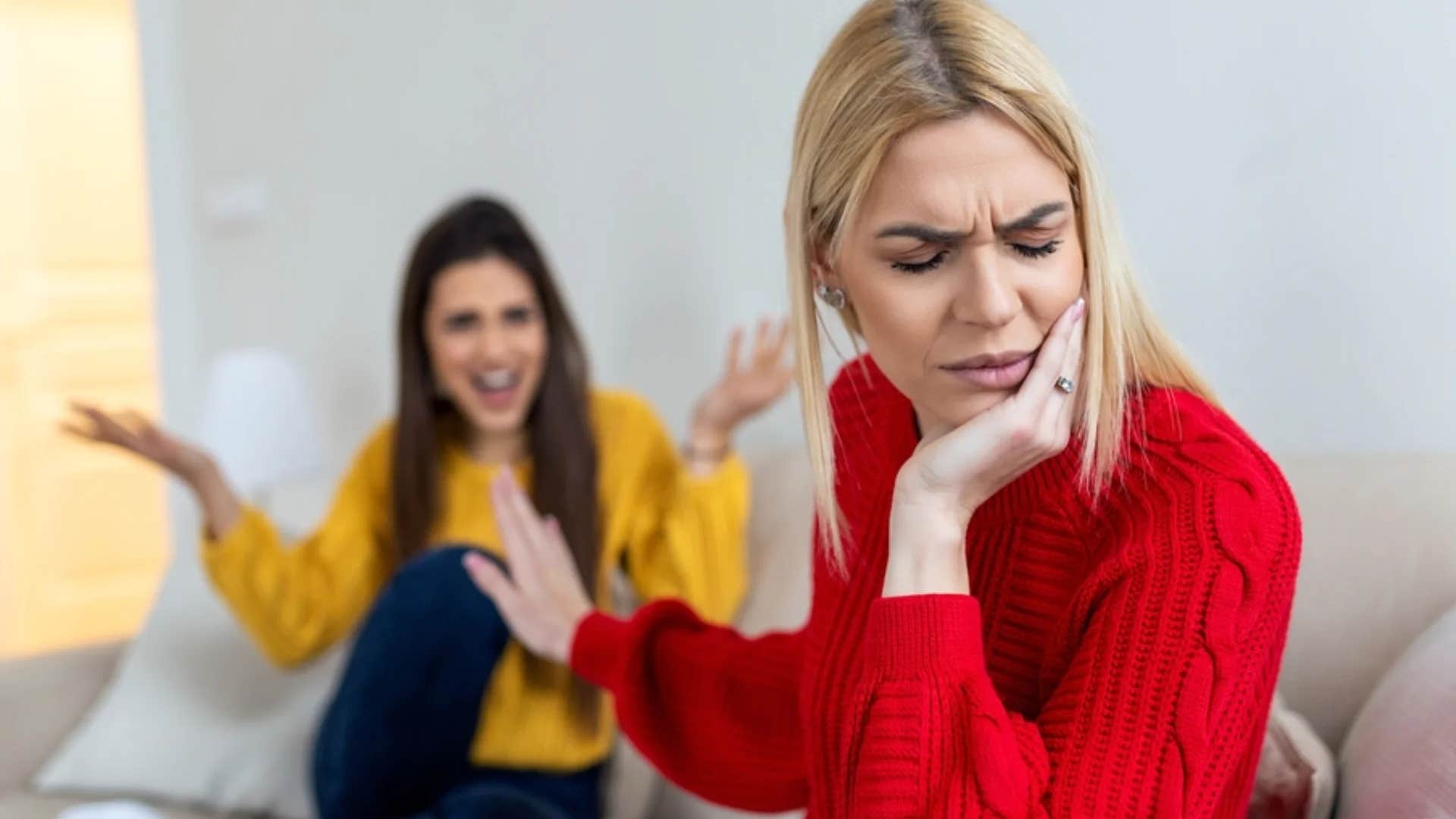 woman being told by friend you wouldn't be where you are without me