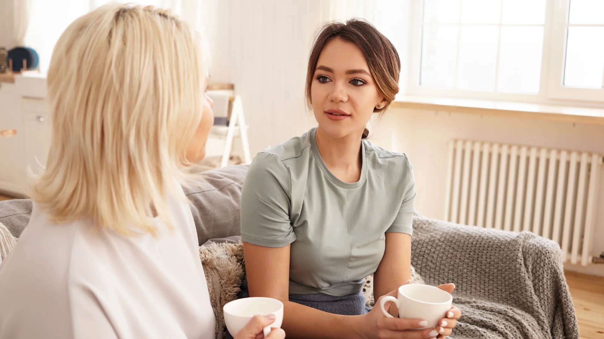 woman telling older woman i don't care what people think