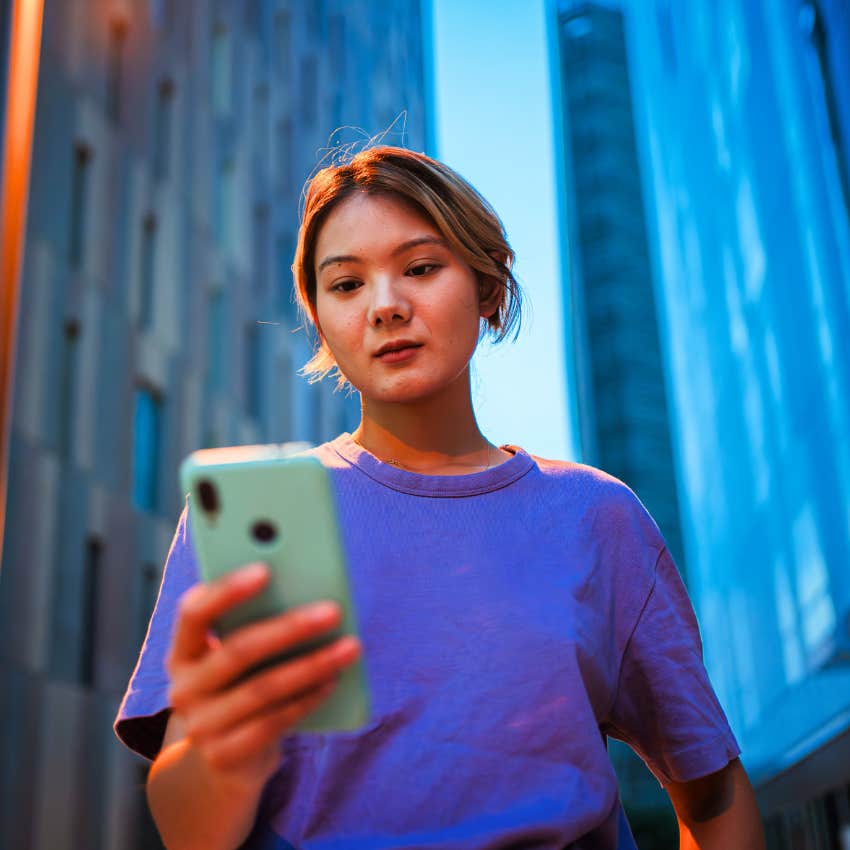 woman texting I just need to move things around due to financial stress