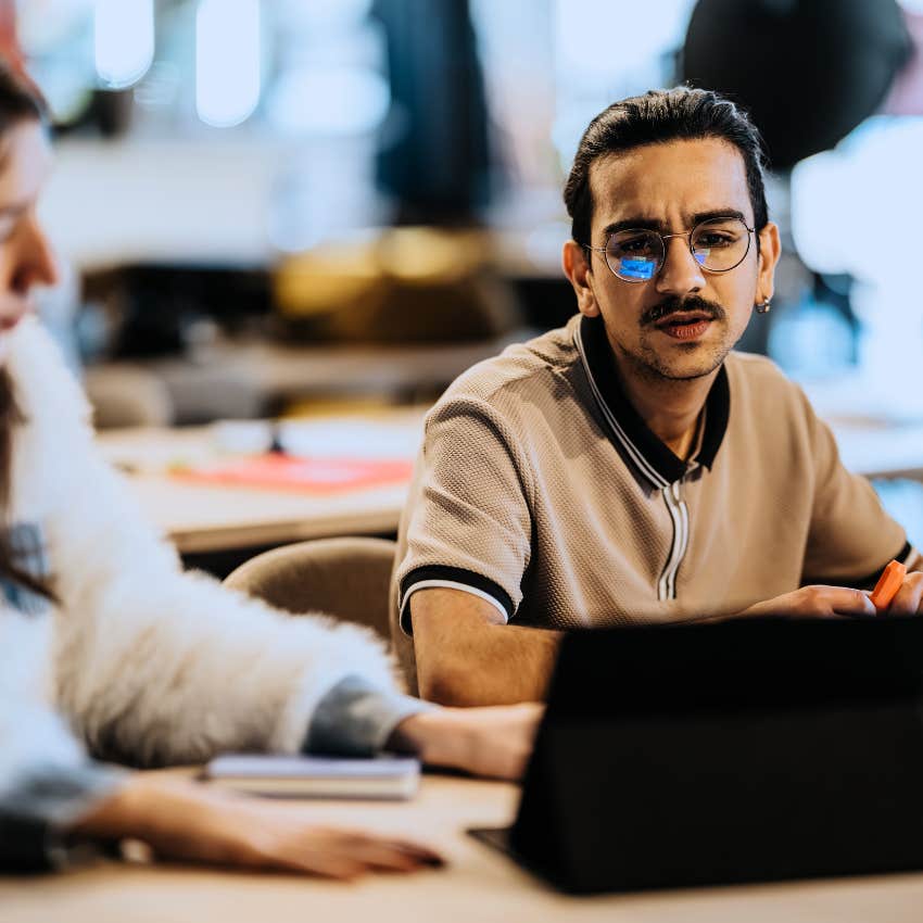 intuitive man planning silence in a work conversation