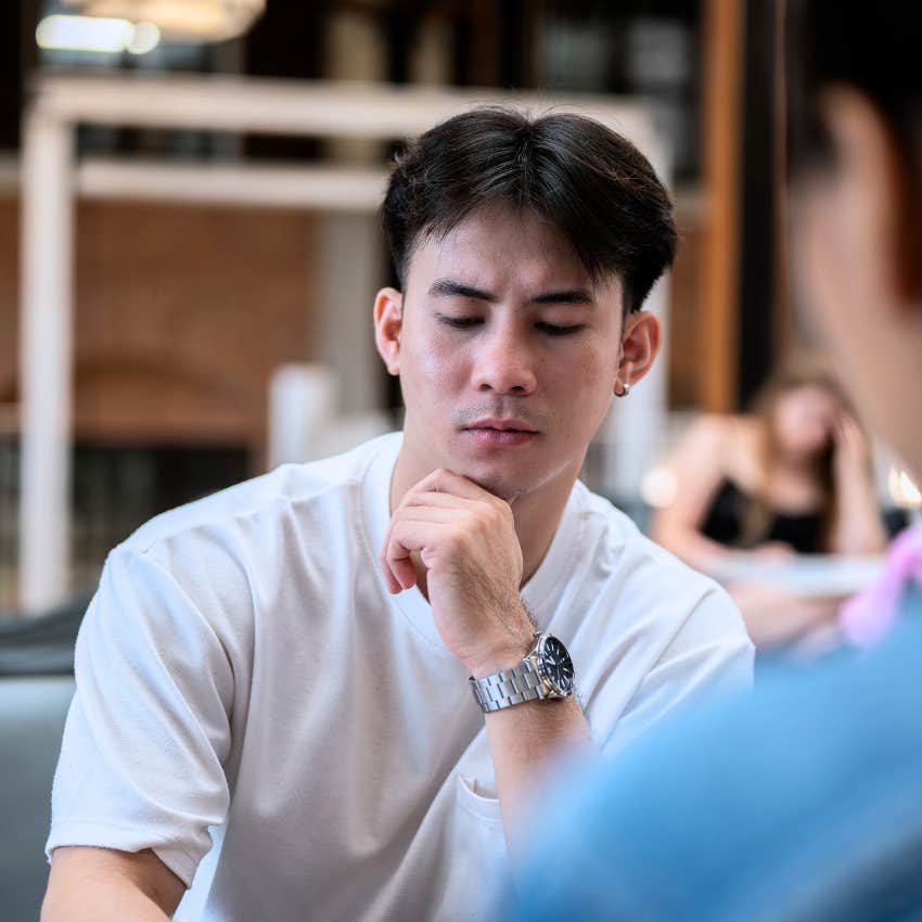 unfiltered man saying what's the point of this to his friend