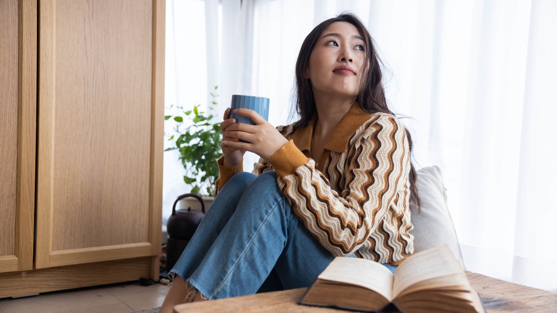 woman who told people maybe another time so she doesn't have to be social