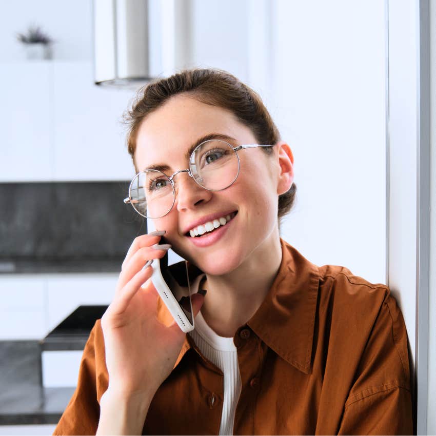 Woman protecting their energy and telling a secret on their phone