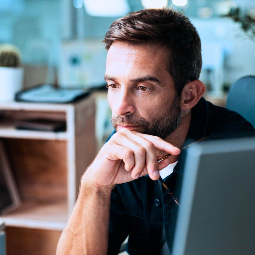 man thinking at work saying out loud I changed my mind