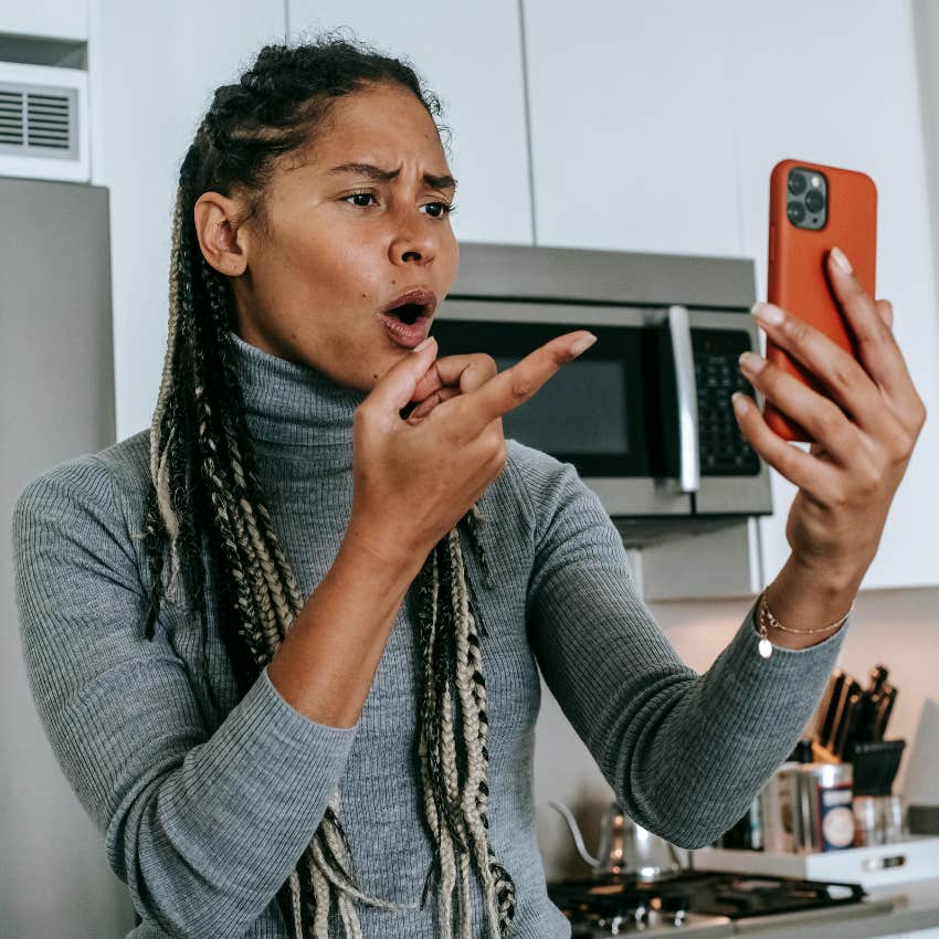woman telling her mom she's so neurotic on the phone
