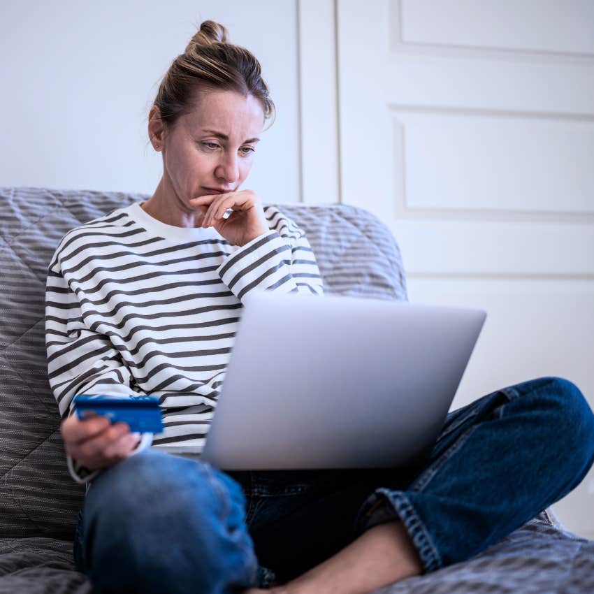 woman spending money online for comfort and convenience