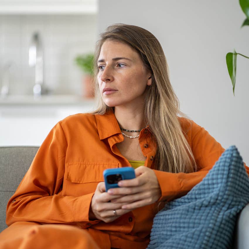 intelligent woman thinking clearly reflecting in private at home