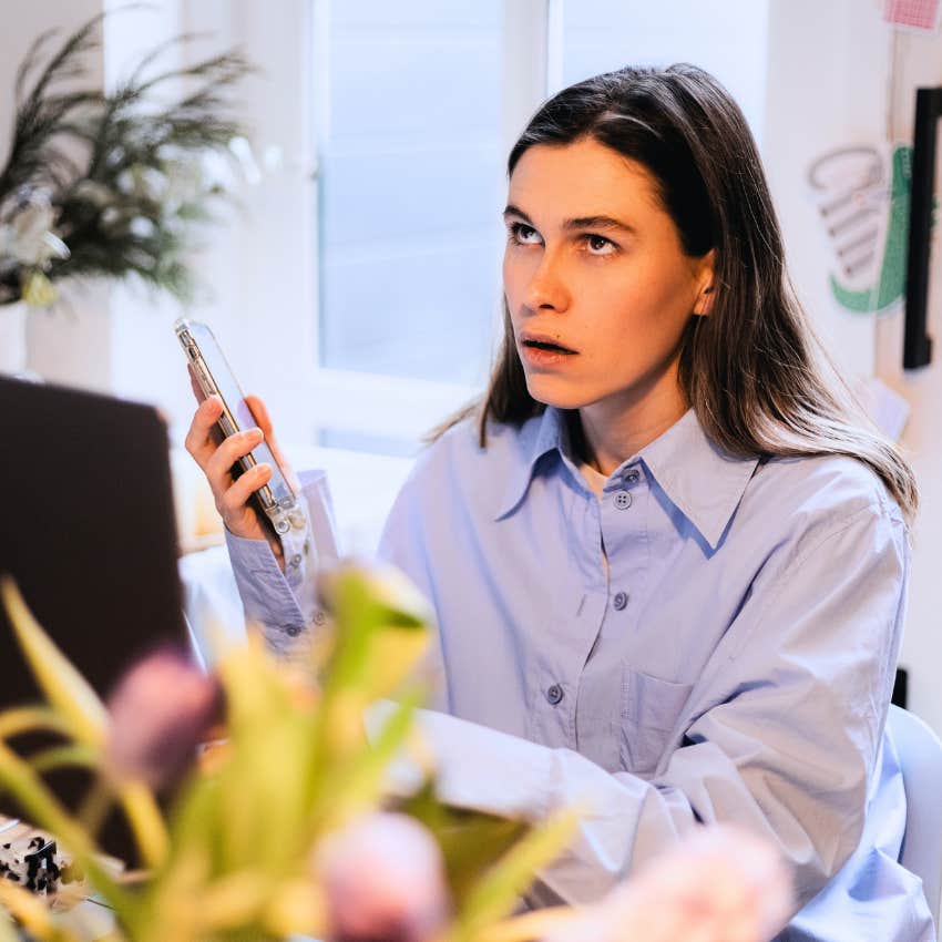 Woman saying "they just got lucky" on the phone.