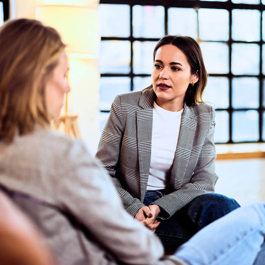 Woman saying "What's your plan?" to someone gossiping.
