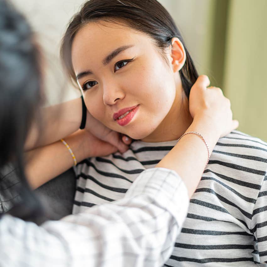 woman caring deeply about her friend people-pleasing