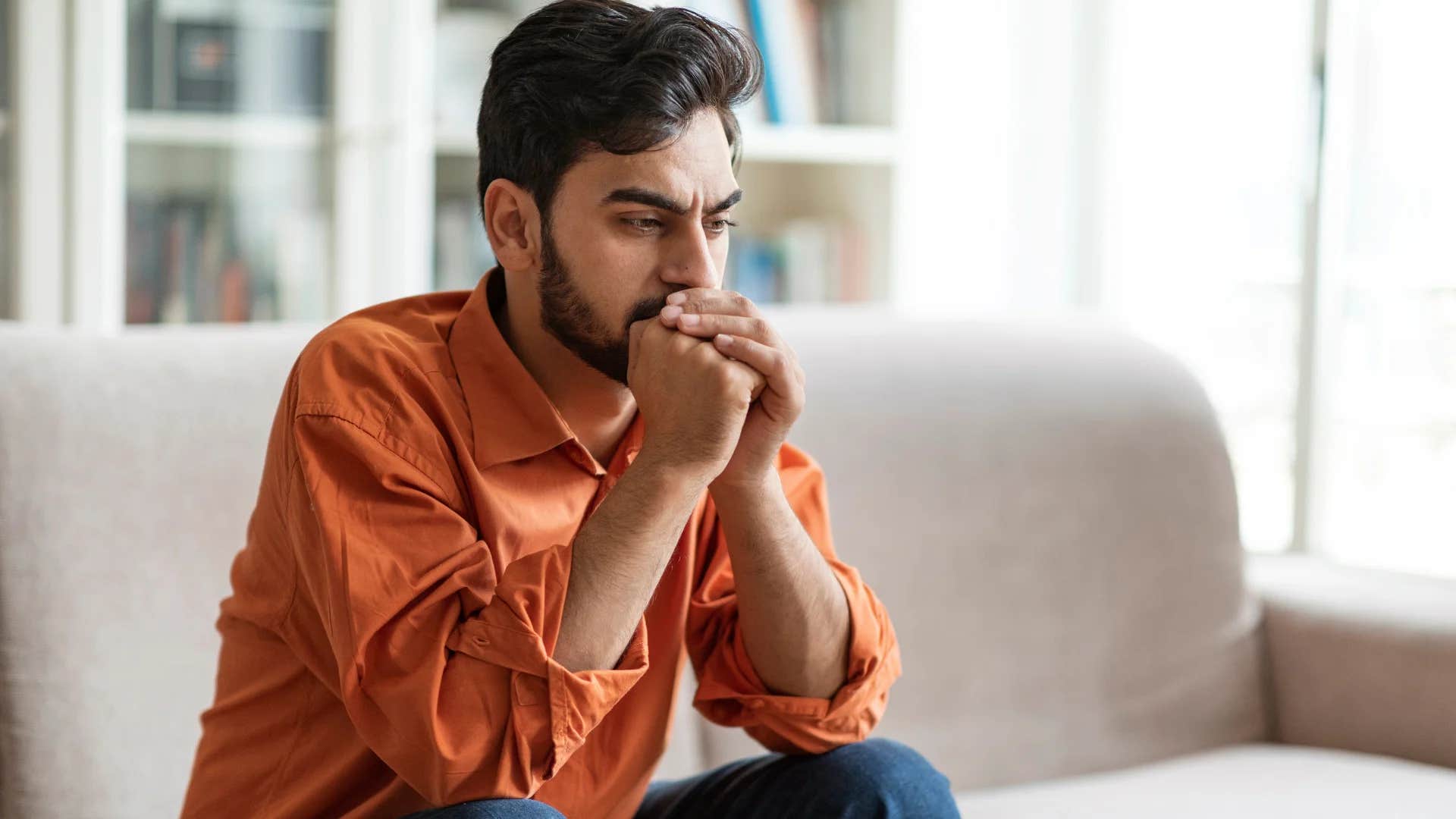 pensive man feeling his emotions deeply 