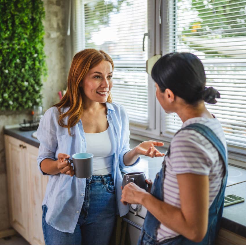 woman with a big heart and no tolerance for drama telling her friend that she doesn't want to argue