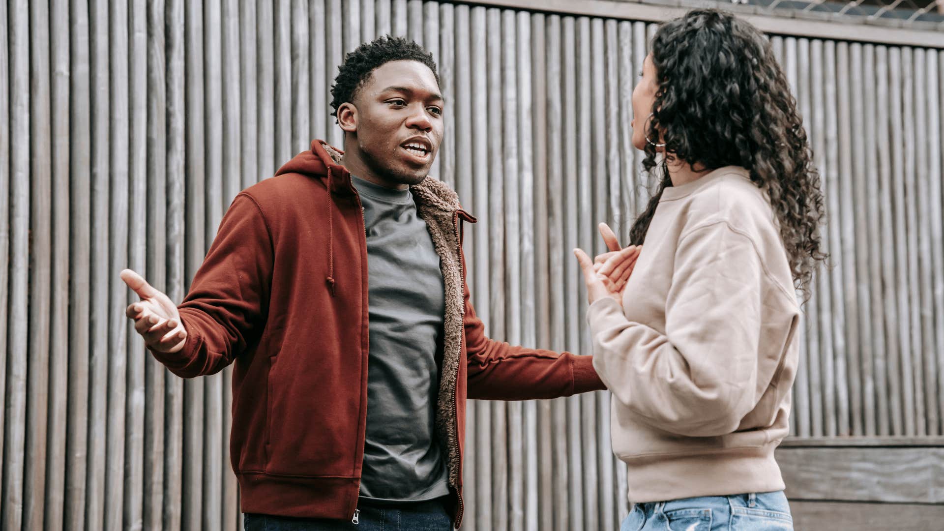unempathetic man yelling at woman telling her i say it like it is