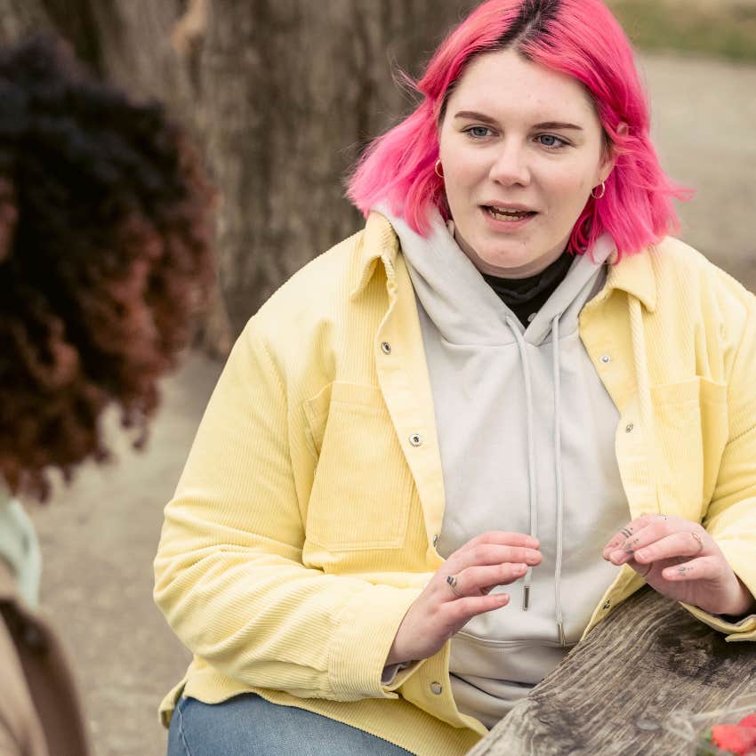 woman with low self-respect letting friend make the decision