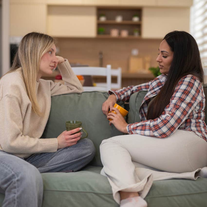 woman losing her capacity to help others telling her friend she can help even though she can't
