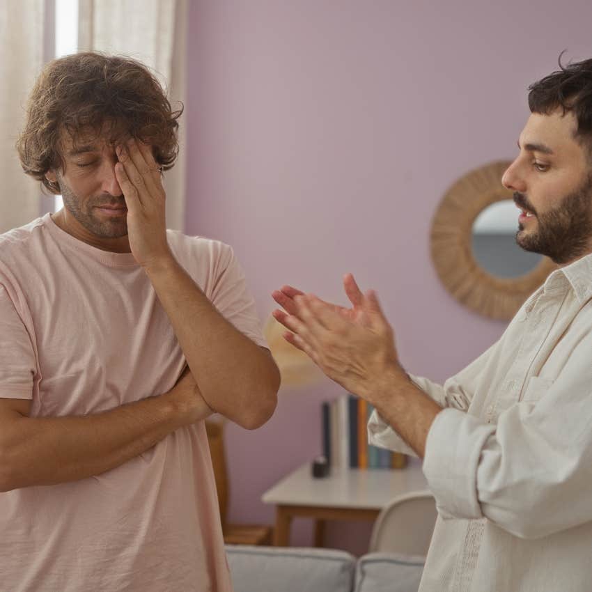 man slowly losing capacity to care with hand on head needs a break from friend