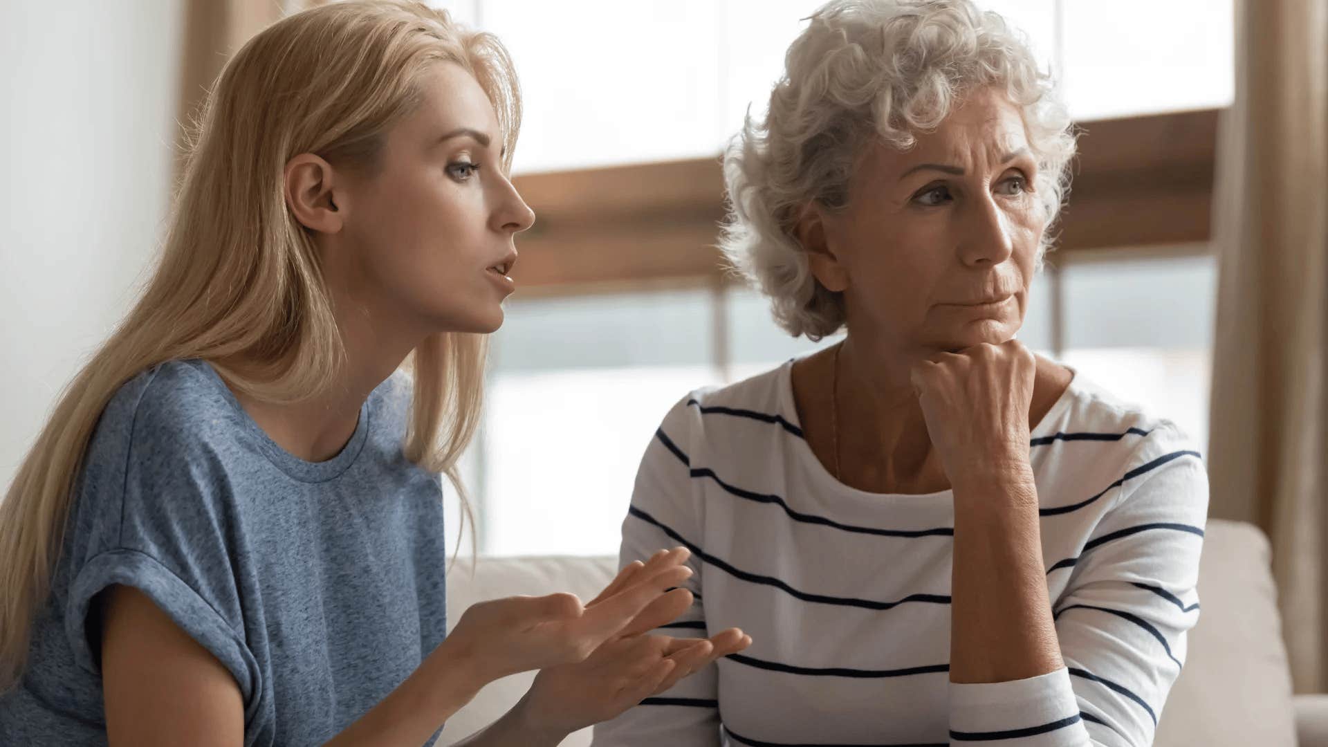 woman acting superior to her mom saying let me give you some advice