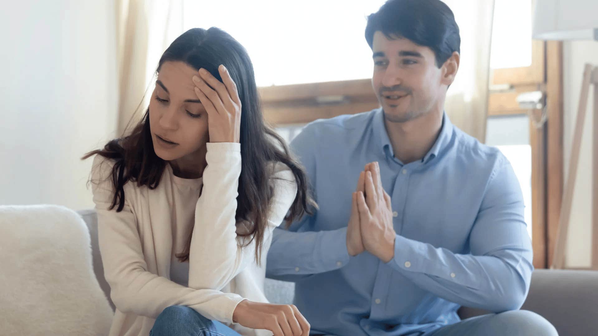 arrogant man saying i hate to be the one to tell you this to his annoyed wife