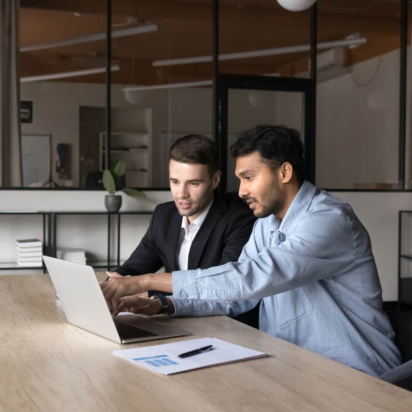 man losing his ability to multitask asking co-worker to show him how to do a task again