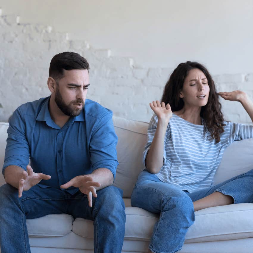 man talking to woman about her being a kept woman