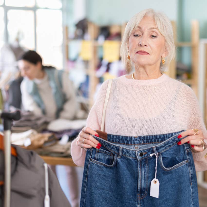 boomer woman shopping for jeans doesn't think they are worth the cost anymore