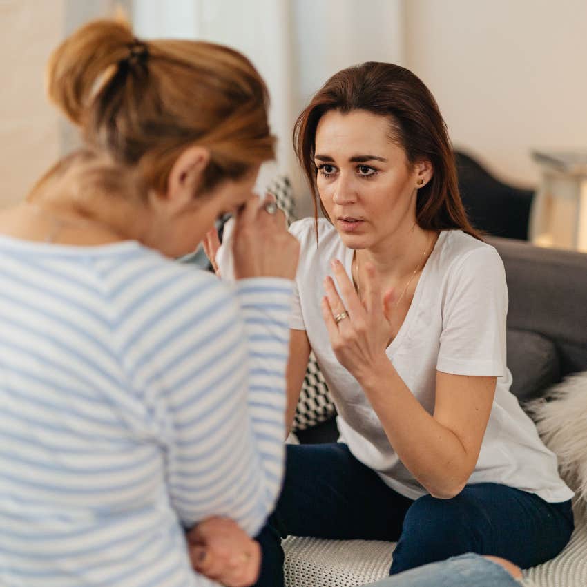 woman comforting friend telling her i see you and i understand